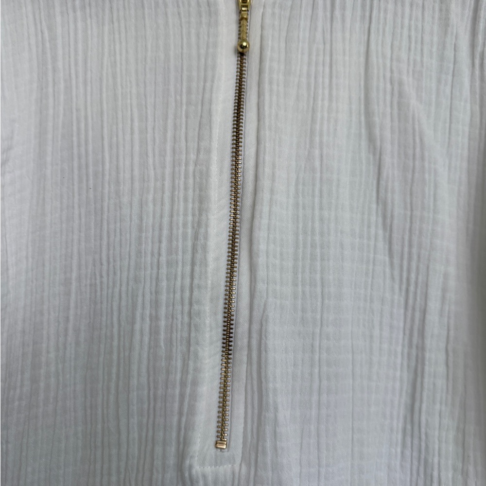 Soft Surroundings Kemia White Gauze Hooded Pullover with Gold Zipper NWOT - Picture 6 of 11